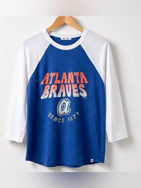 47 Brand Atlanta Braves Raglan Tee NWT Women’s Size L Vintage Style MLB